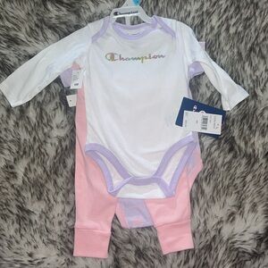 Champion baby girl  6 months White pink and purple 3 Piece Set NWT